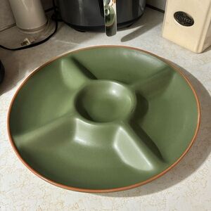 WSP CASA VERDE TERRA COTTA DIVIDED PLATE TABLEWARE GREEN HANDCRAFTED PORTUGAL